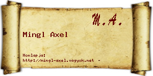 Mingl Axel névjegykártya
